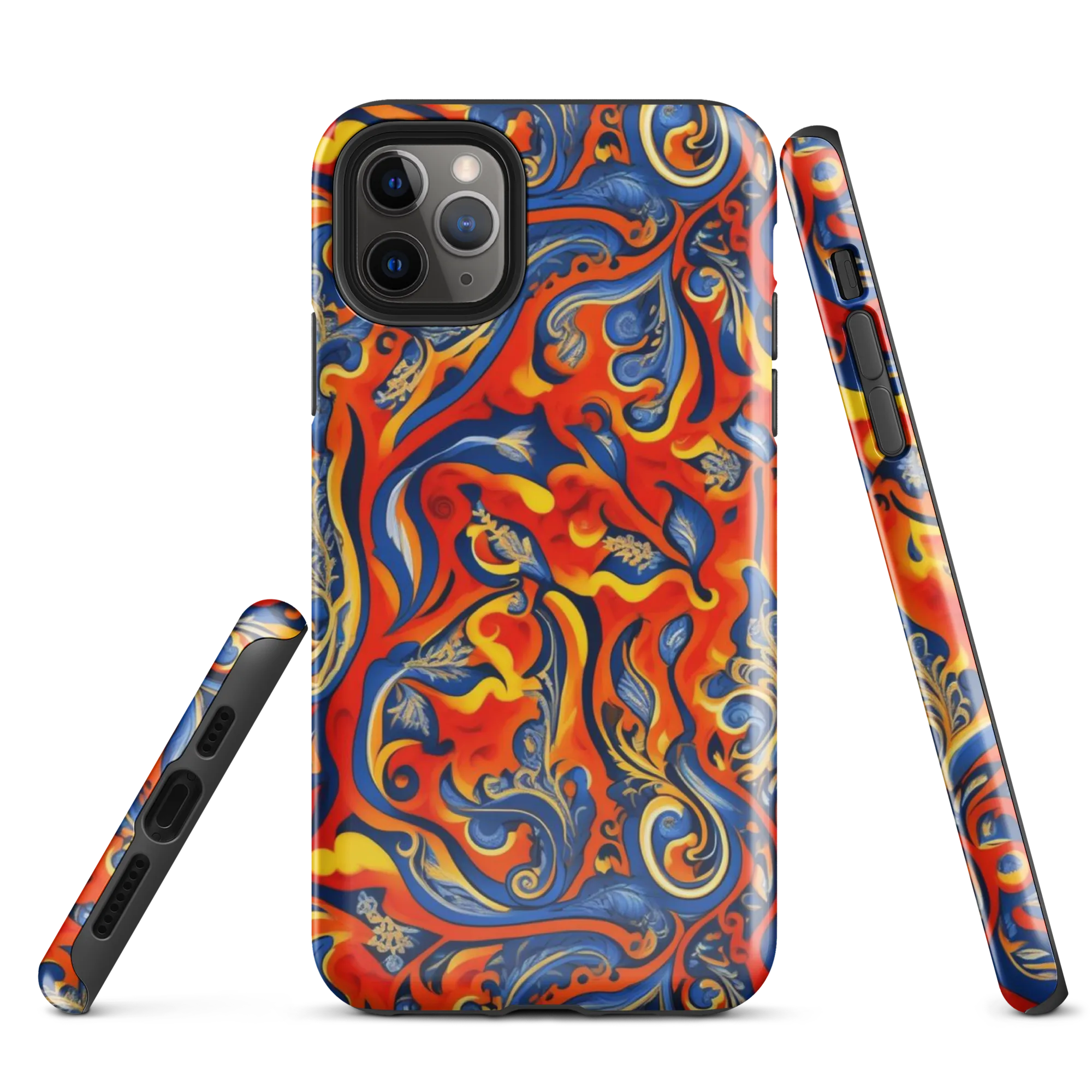 Cobalt Fire Paisley on Tough Case for iPhone® — Front