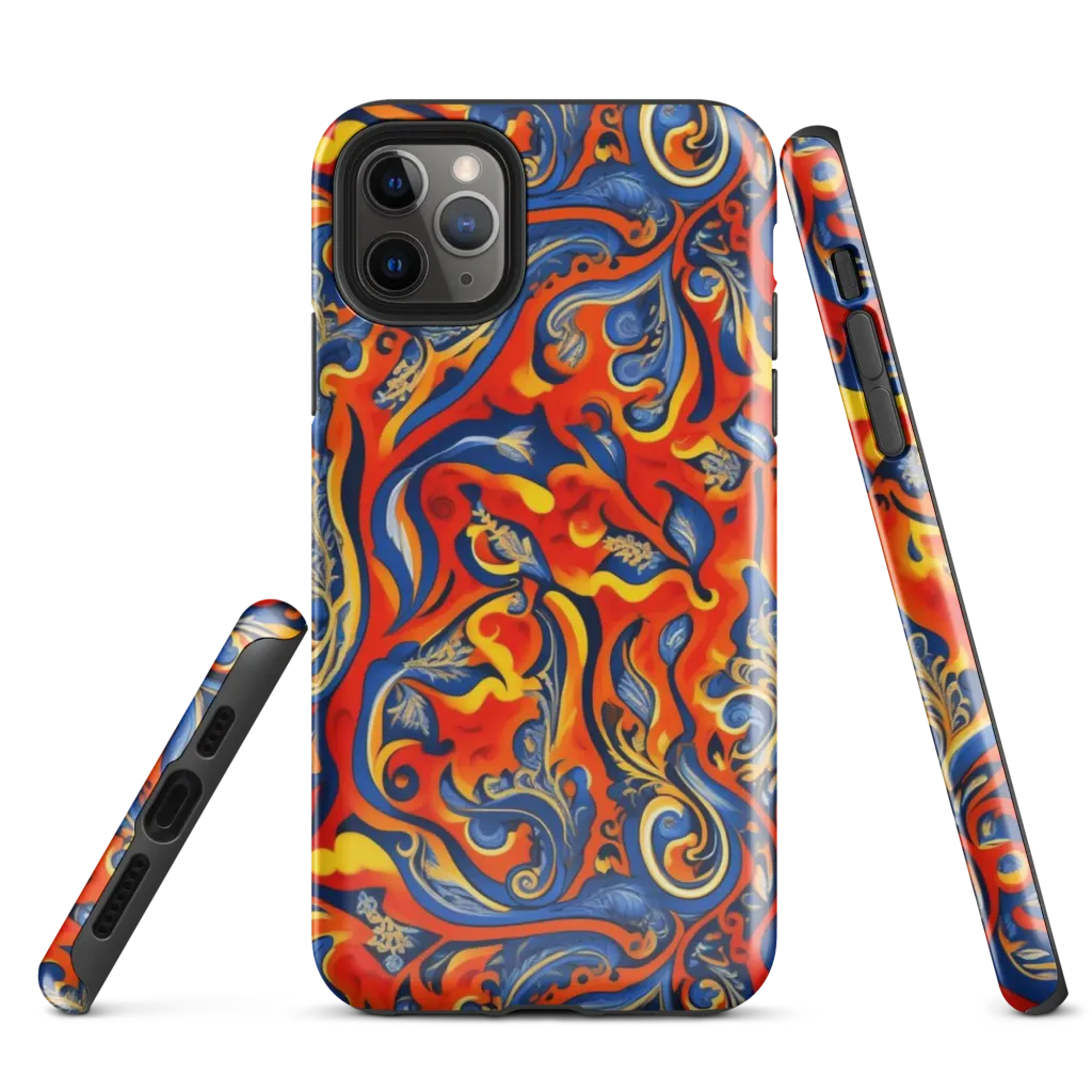 Cobalt Fire Paisley on Tough Case for iPhone® — Front