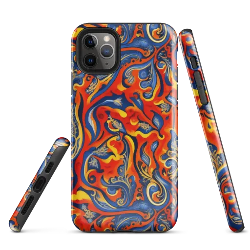 Cobalt Fire Paisley on a Tough Case for iPhone®