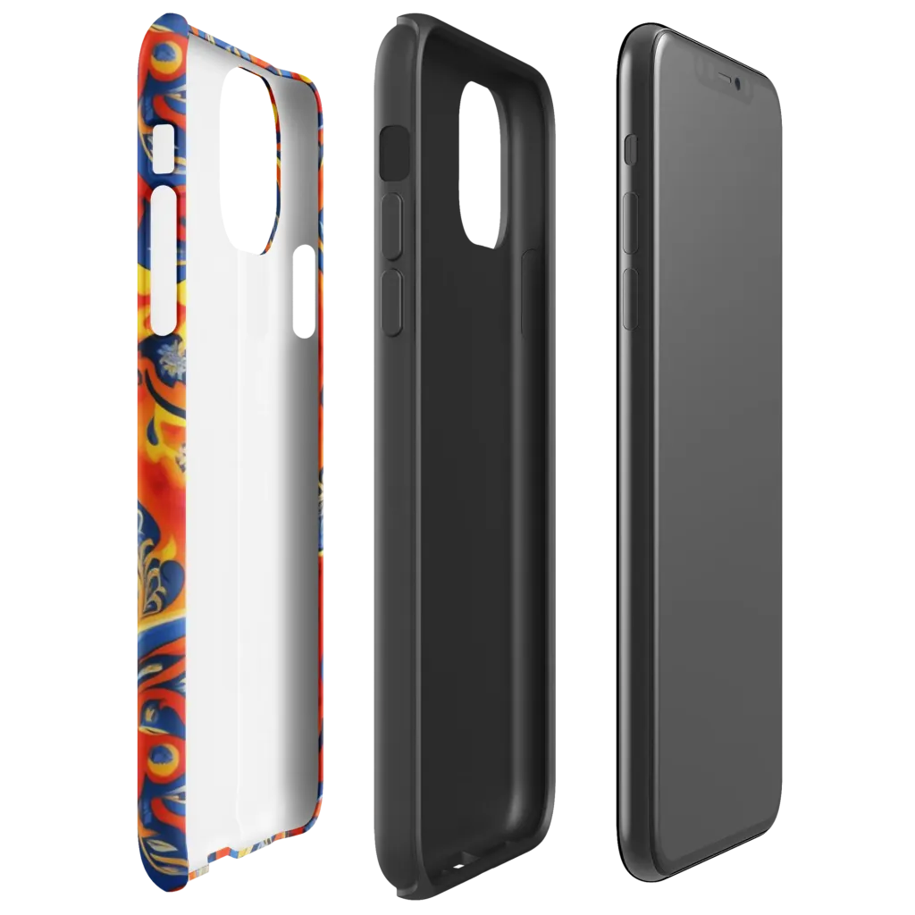 Cobalt Fire Paisley on Tough Case for iPhone® — Right