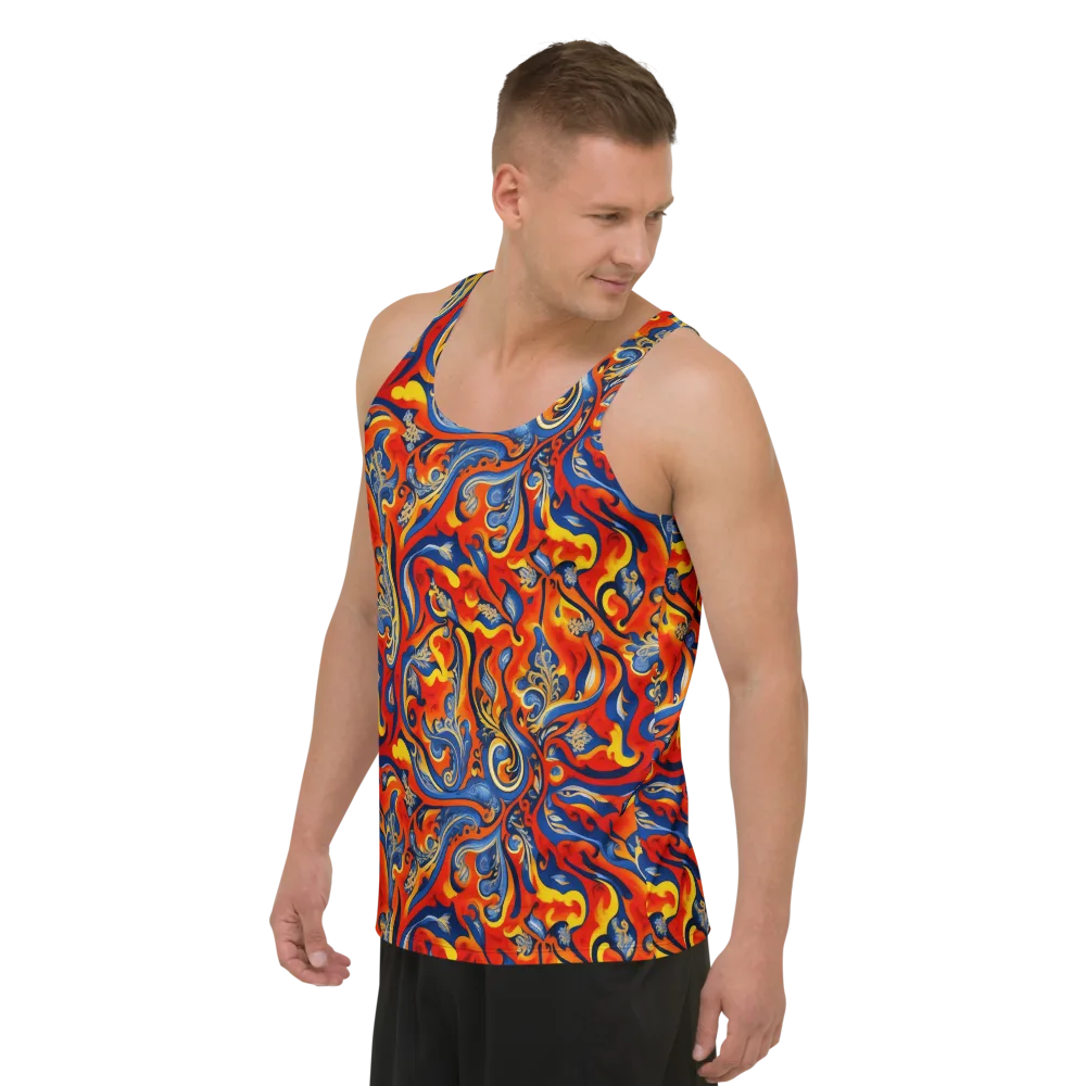 Cobalt Fire Paisley on Men's Tank Top — Left Front