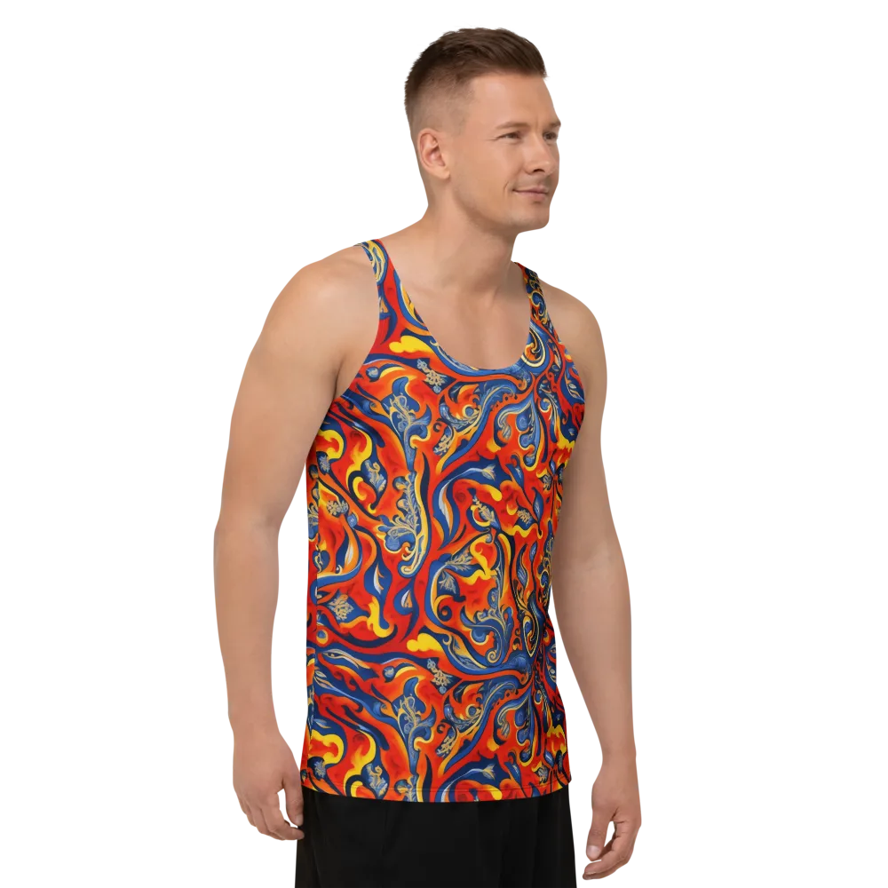 Cobalt Fire Paisley on Men's Tank Top — Right Front