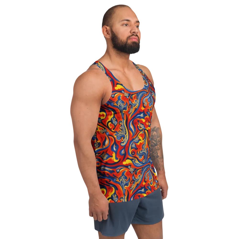 Cobalt Fire Paisley on Men's Tank Top — Right Front