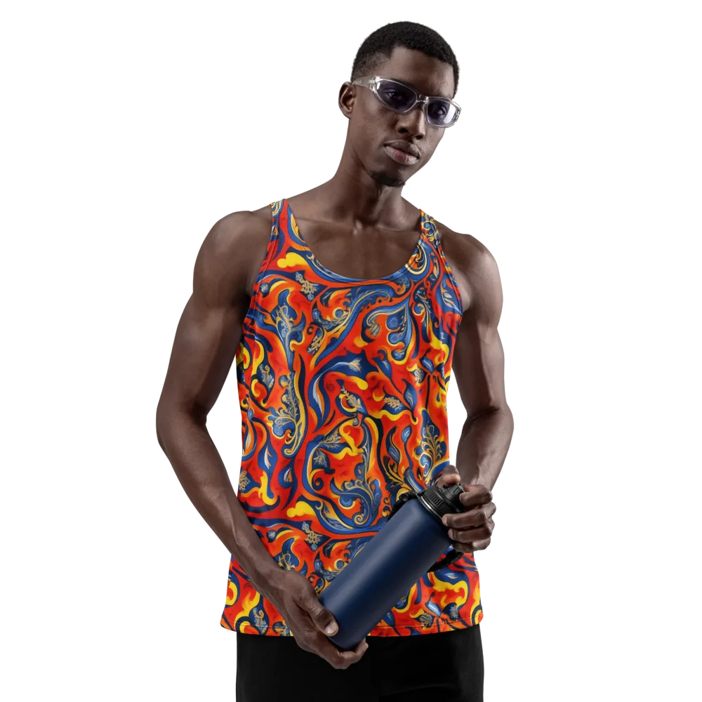 Cobalt Fire Paisley on Men's Tank Top — Front