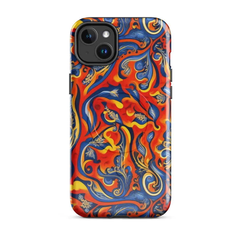 Cobalt Fire Paisley on MagSafe Tough Case for iPhone® — Front