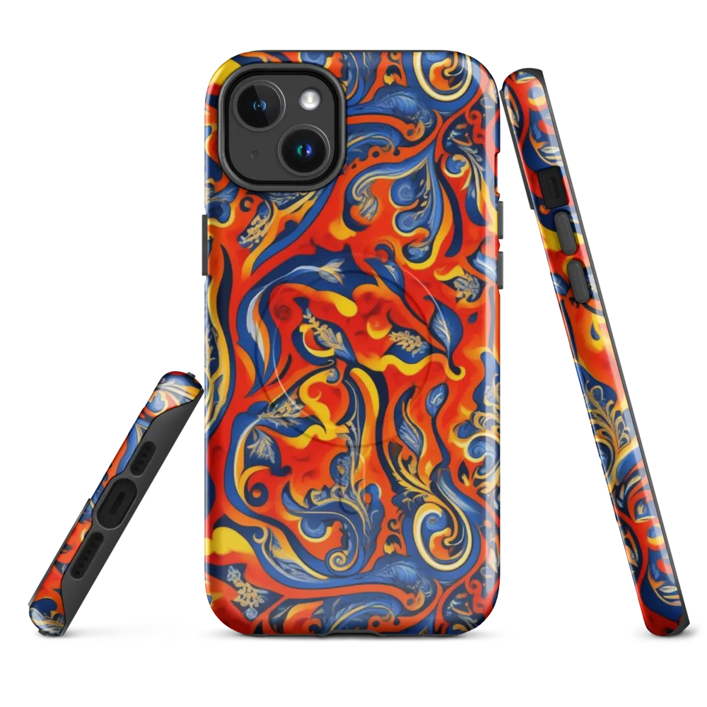 Cobalt Fire Paisley on MagSafe Tough Case for iPhone® — Front