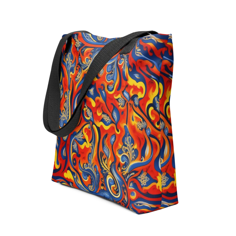 Cobalt Fire Paisley on Tote Bag — Front