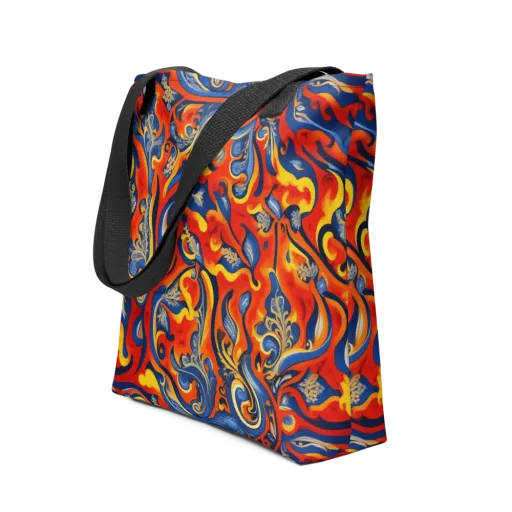 Cobalt Fire Paisley on a Tote Bag