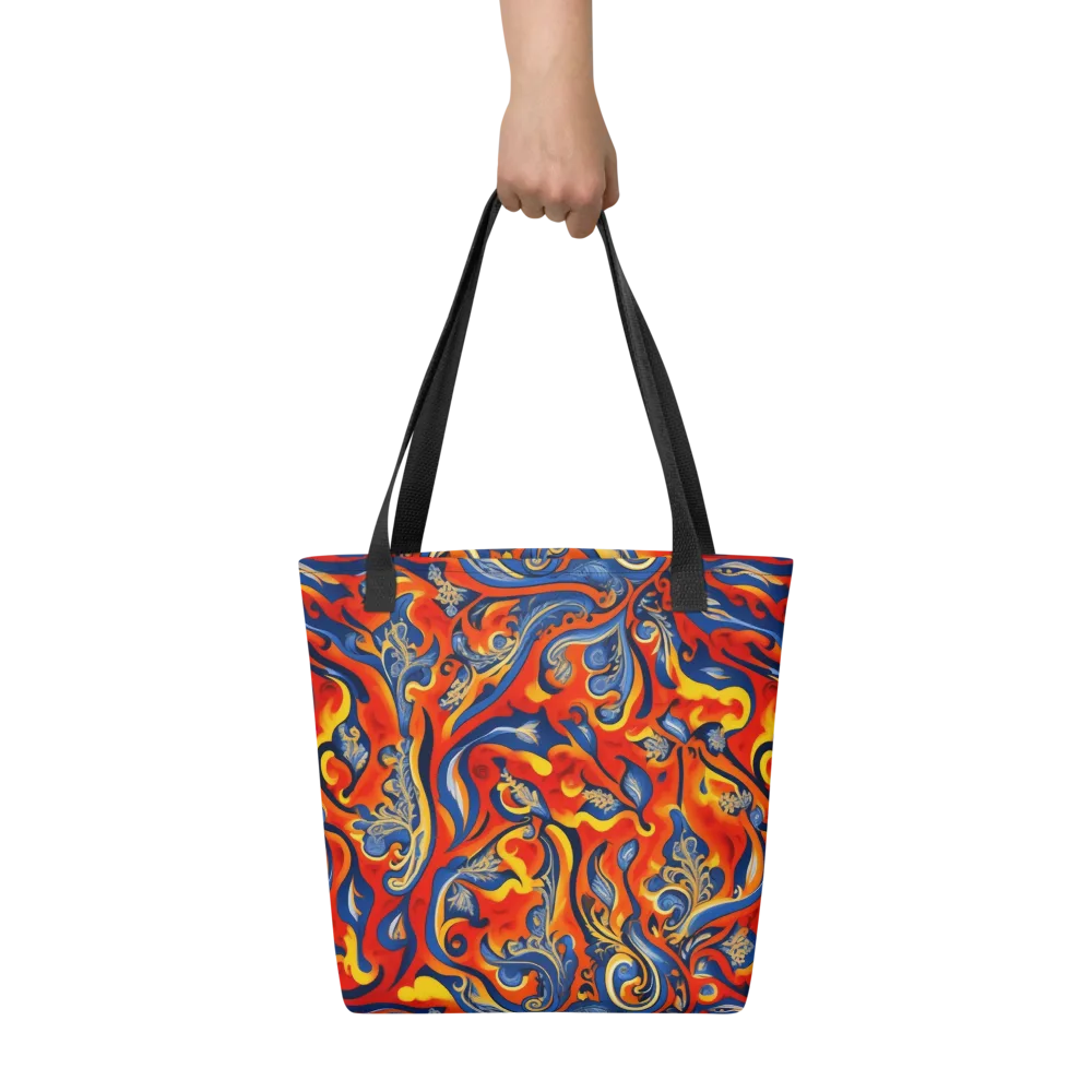 Cobalt Fire Paisley on Tote Bag — Front