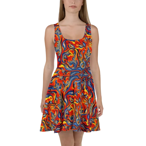 Cobalt Fire Paisley on a Skater Dress