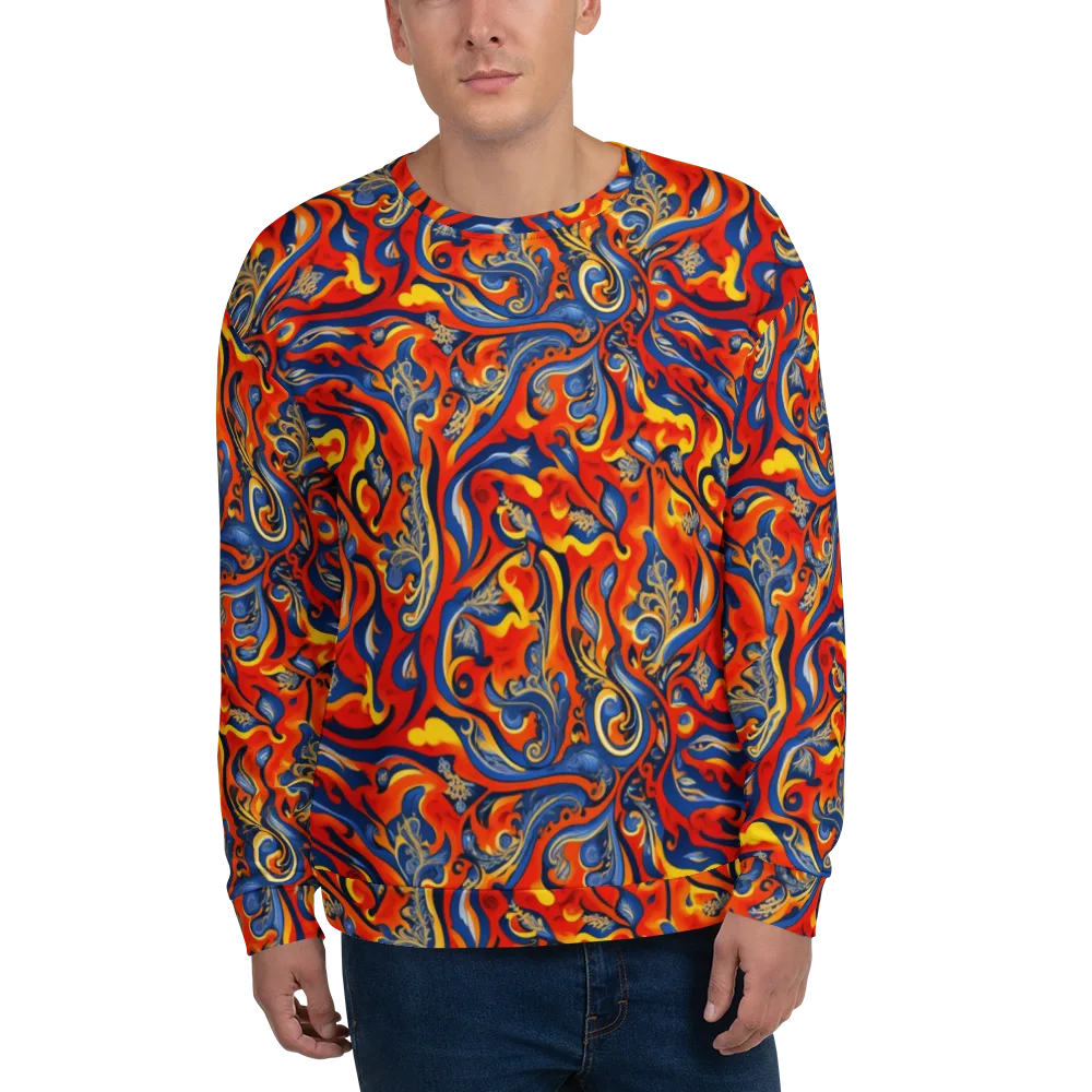 Cobalt Fire Paisley on Sweatshirt — Front