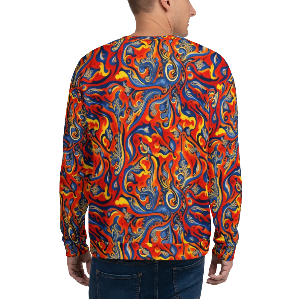 Cobalt Fire Paisley on Sweatshirt — Back