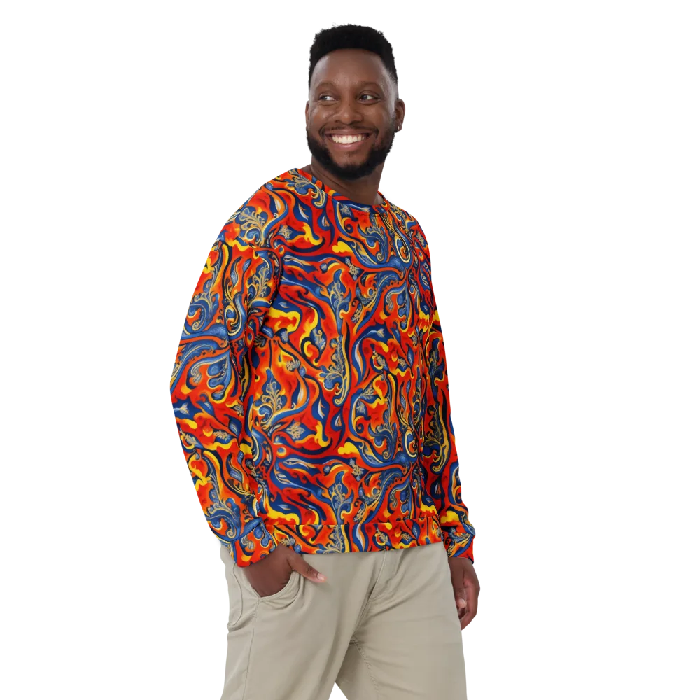 Cobalt Fire Paisley on Sweatshirt — Front