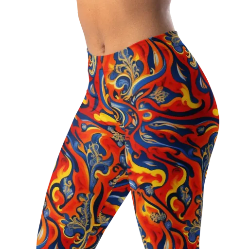 Cobalt Fire Paisley on a Leggings