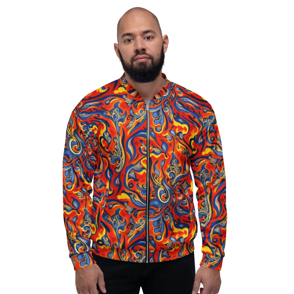 Cobalt Fire Paisley on Bomber Jacket — Front