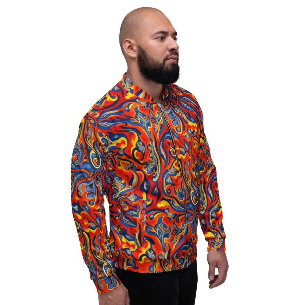Cobalt Fire Paisley on Bomber Jacket — Right