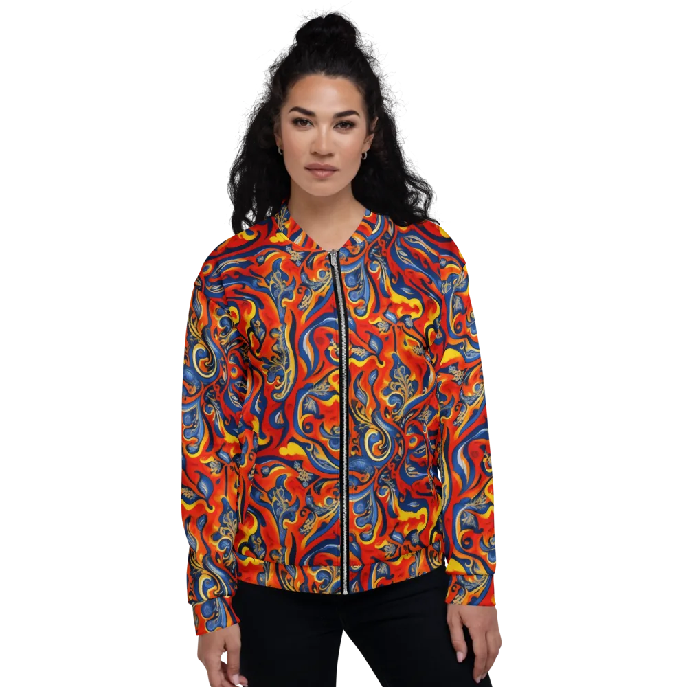 Cobalt Fire Paisley on Bomber Jacket — Front
