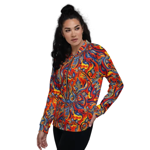 Cobalt Fire Paisley on a Bomber Jacket
