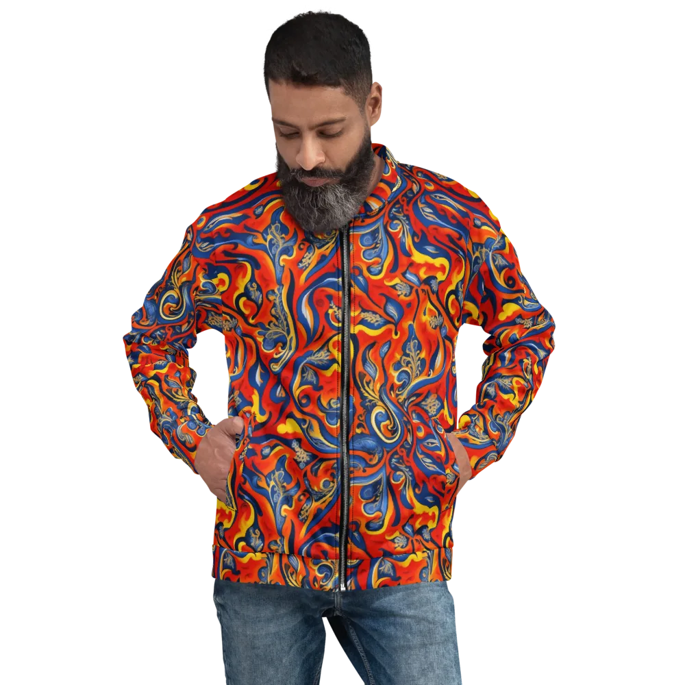 Cobalt Fire Paisley on Bomber Jacket — Front