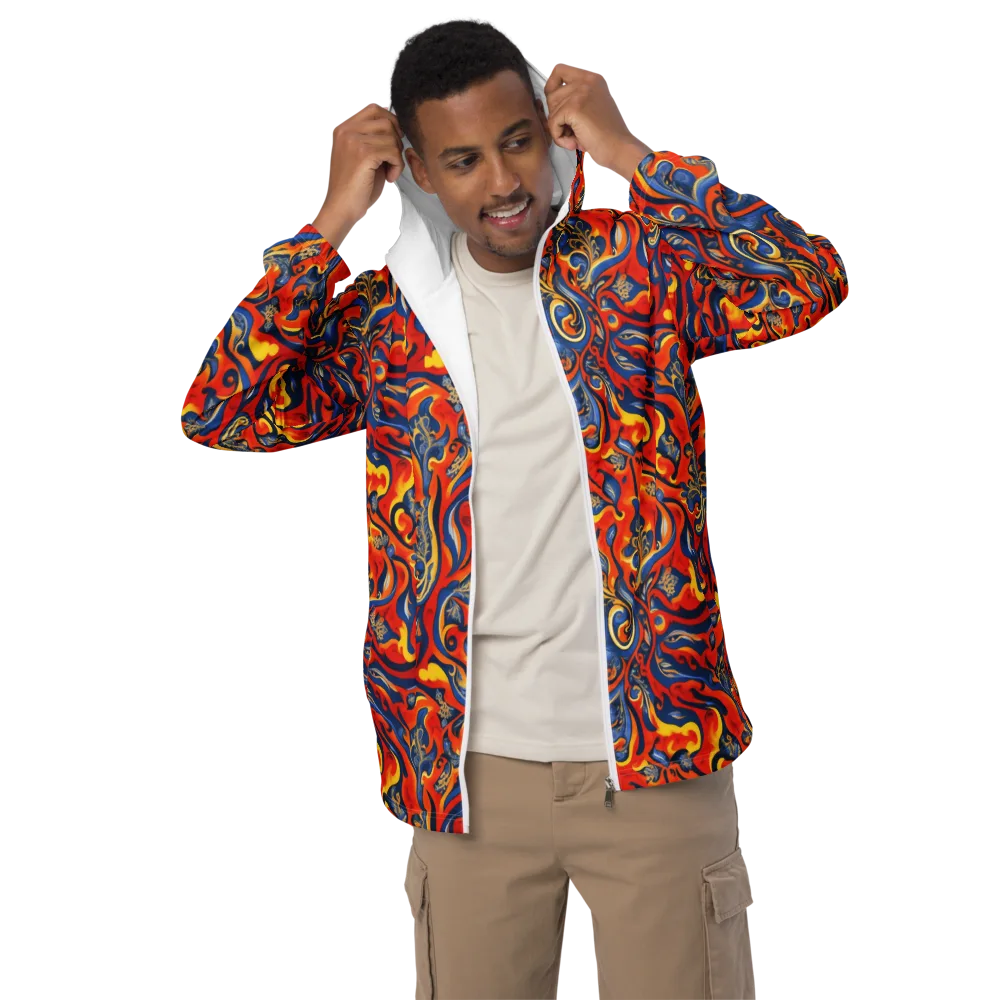 Cobalt Fire Paisley on Men's Windbreaker — Front