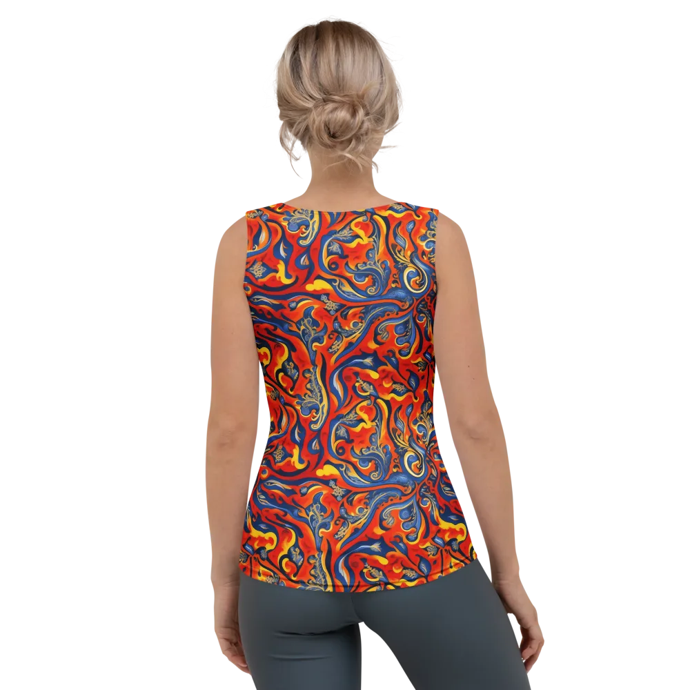 Cobalt Fire Paisley on Women's Tank Top — Back