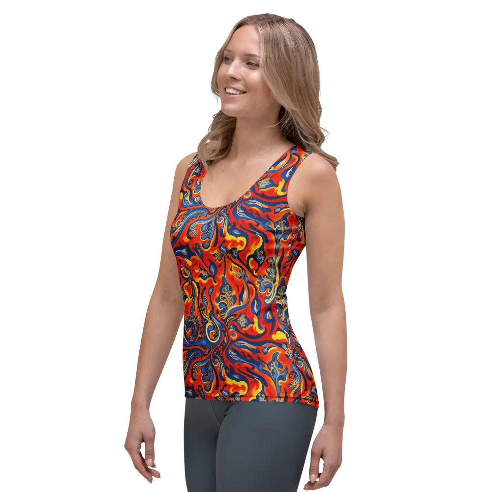 Cobalt Fire Paisley on Women's Tank Top — Left Front