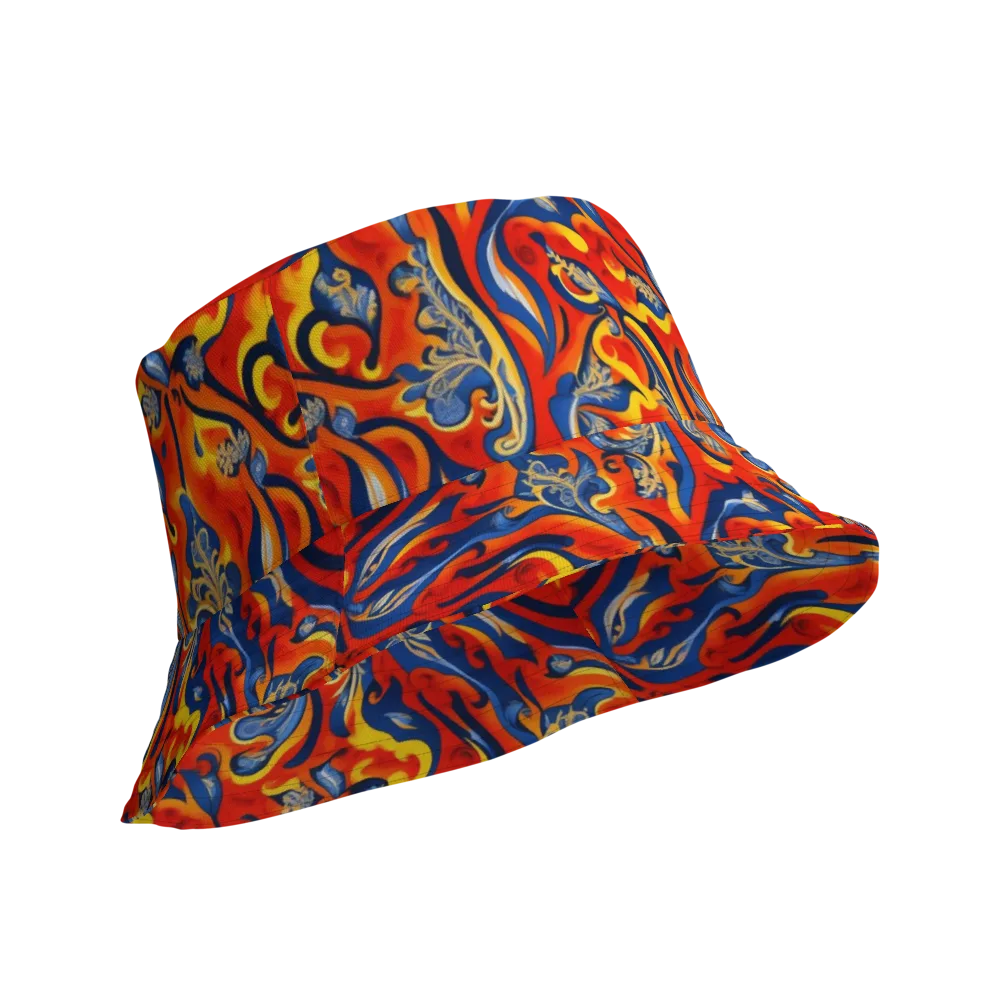 Cobalt Fire Paisley on Reversible Bucket Hat — Product details Outside