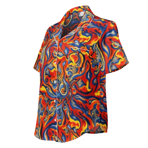 Cobalt Fire Paisley on a Women's Short Sleeve Pajama Top