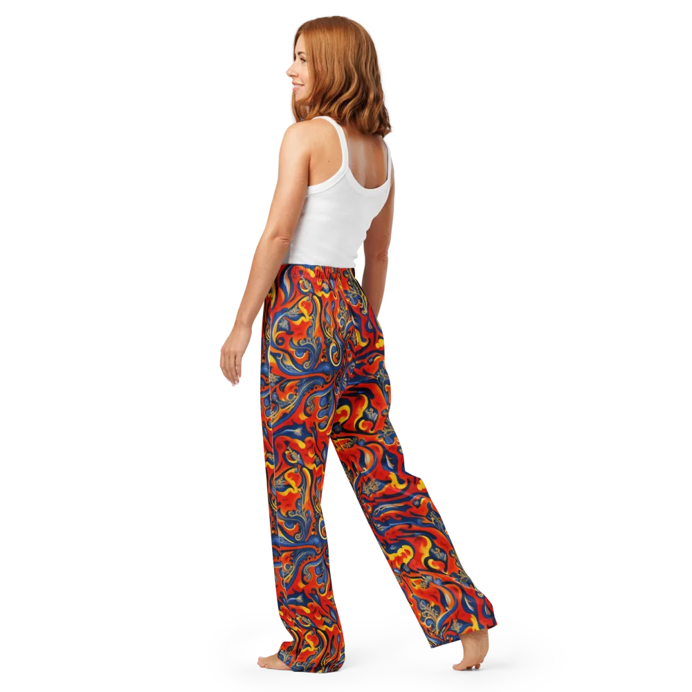 Cobalt Fire Paisley on Women's Pajama Pants — Back