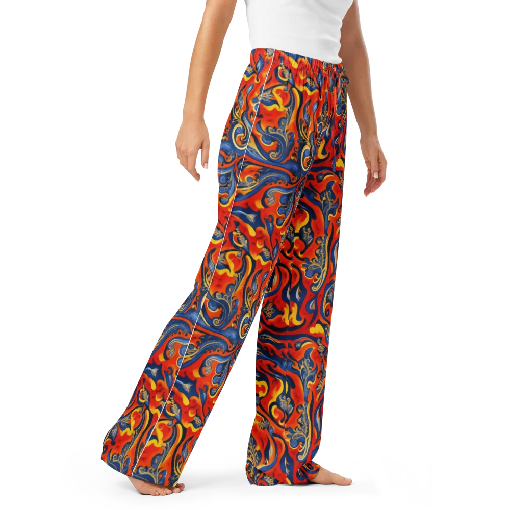 Cobalt Fire Paisley on Women's Pajama Pants — Right Front