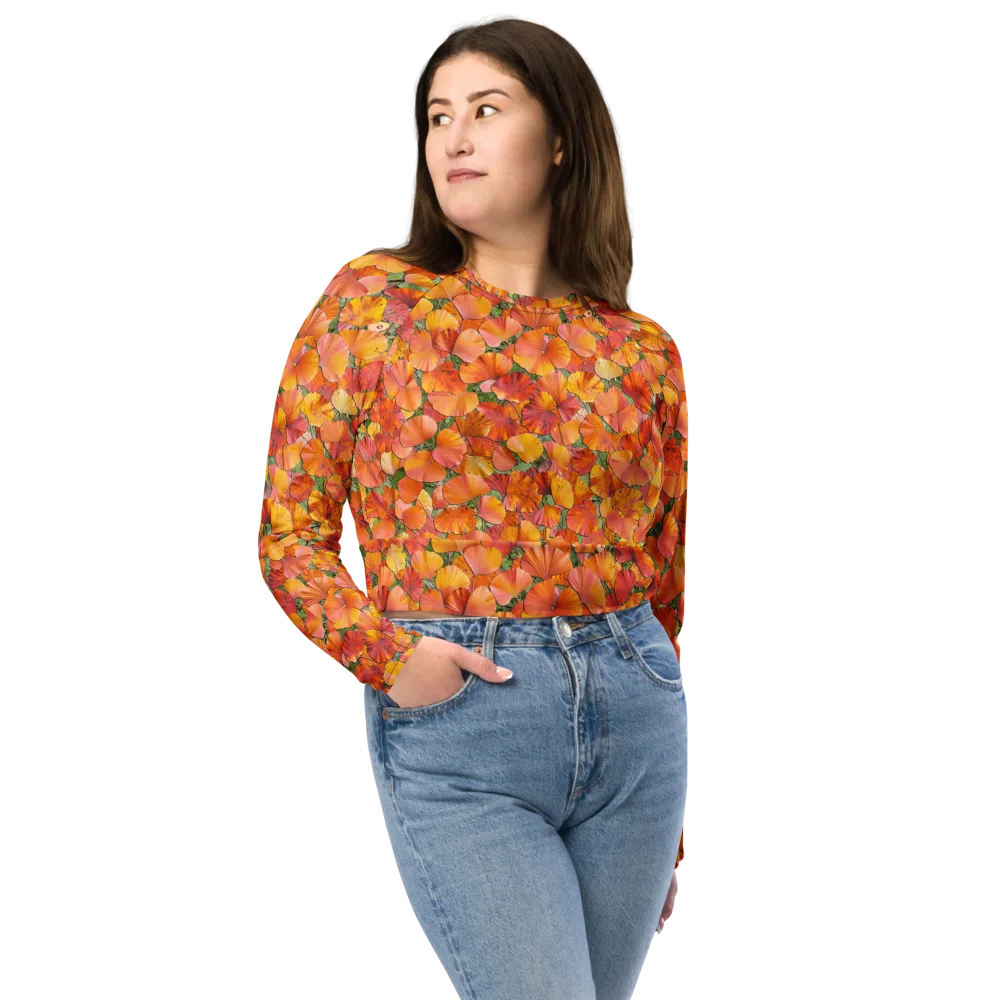 Amber Reverie on Long Sleeve Crop Top — Front