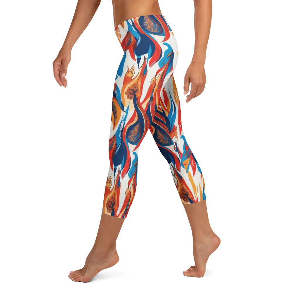 Cobalt Kindling on Capri Leggings — Left