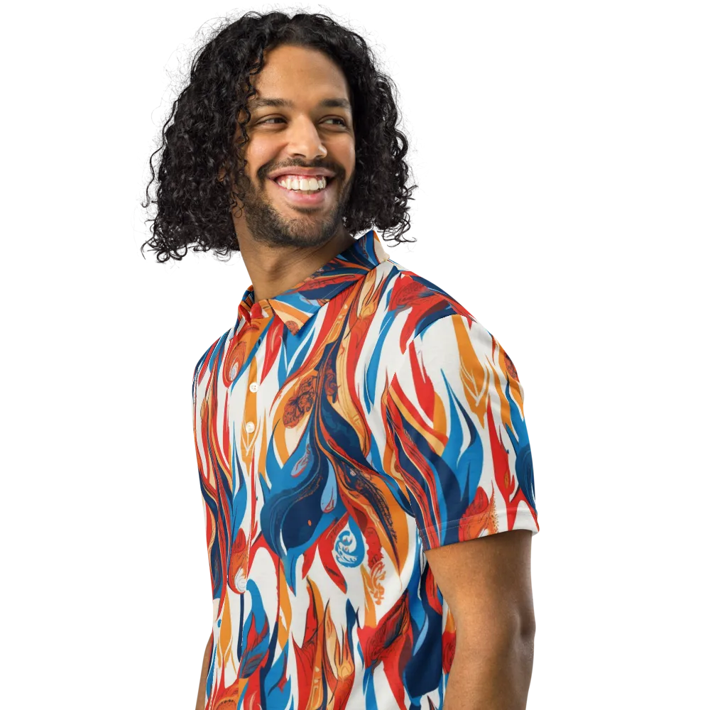 Cobalt Kindling on Men's Slim Fit Polo Shirt — Left Front