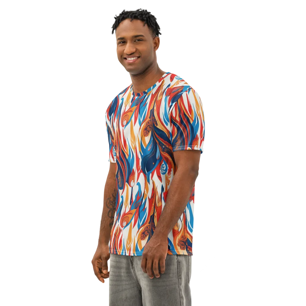 Cobalt Kindling on Men's Cotton Crew Neck T-Shirt — Left Front