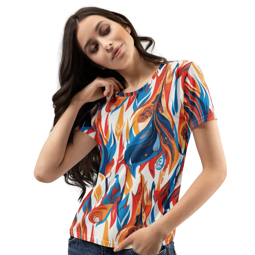 Cobalt Kindling on Women's Crew Neck T-Shirt — Left Front