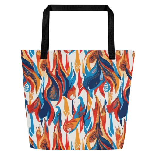 Cobalt Kindling on a Large Tote Bag W/ Pocket