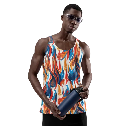 Cobalt Kindling on a Men's Tank Top