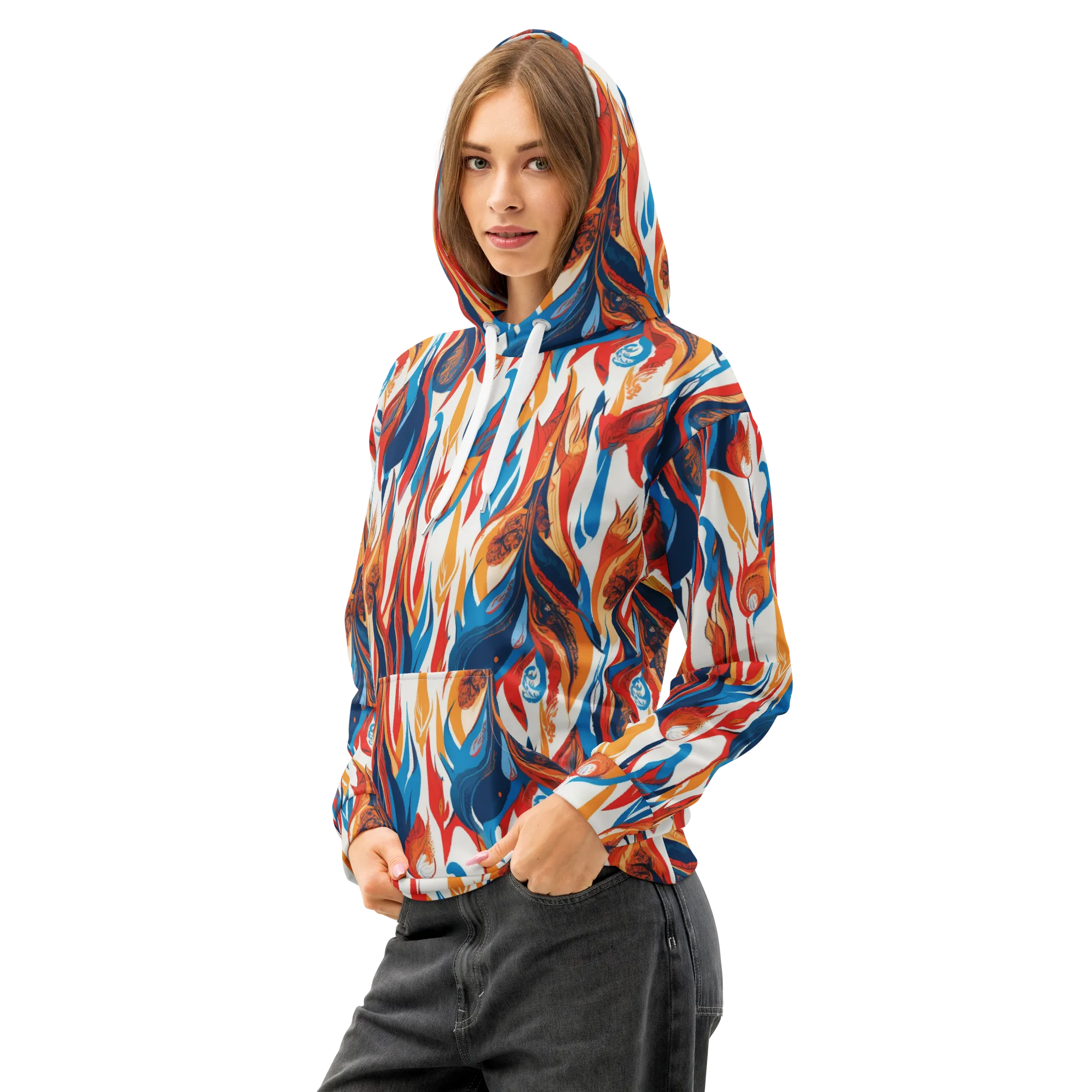 Cobalt Kindling on Cotton Hoodie — Left Front