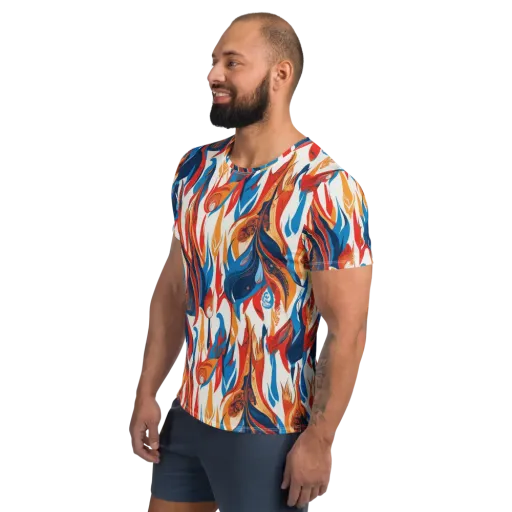 Cobalt Kindling on a Men's Athletic T-Shirt