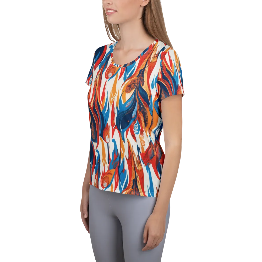 Cobalt Kindling on Women's Athletic T-Shirt — Left