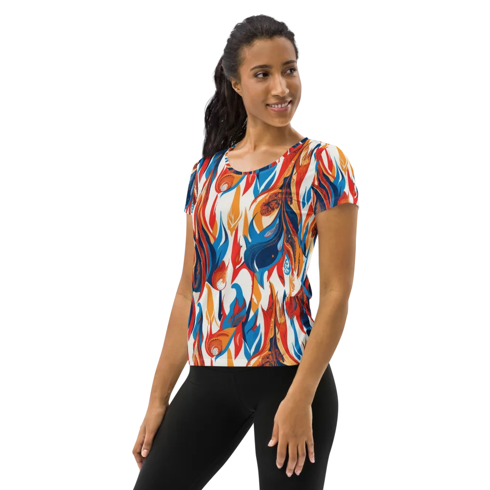 Cobalt Kindling on Women's Athletic T-Shirt — Left