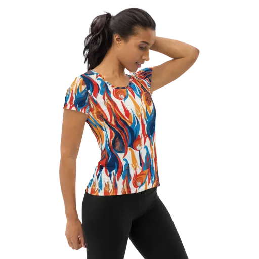 Cobalt Kindling on a Women's Athletic T-Shirt