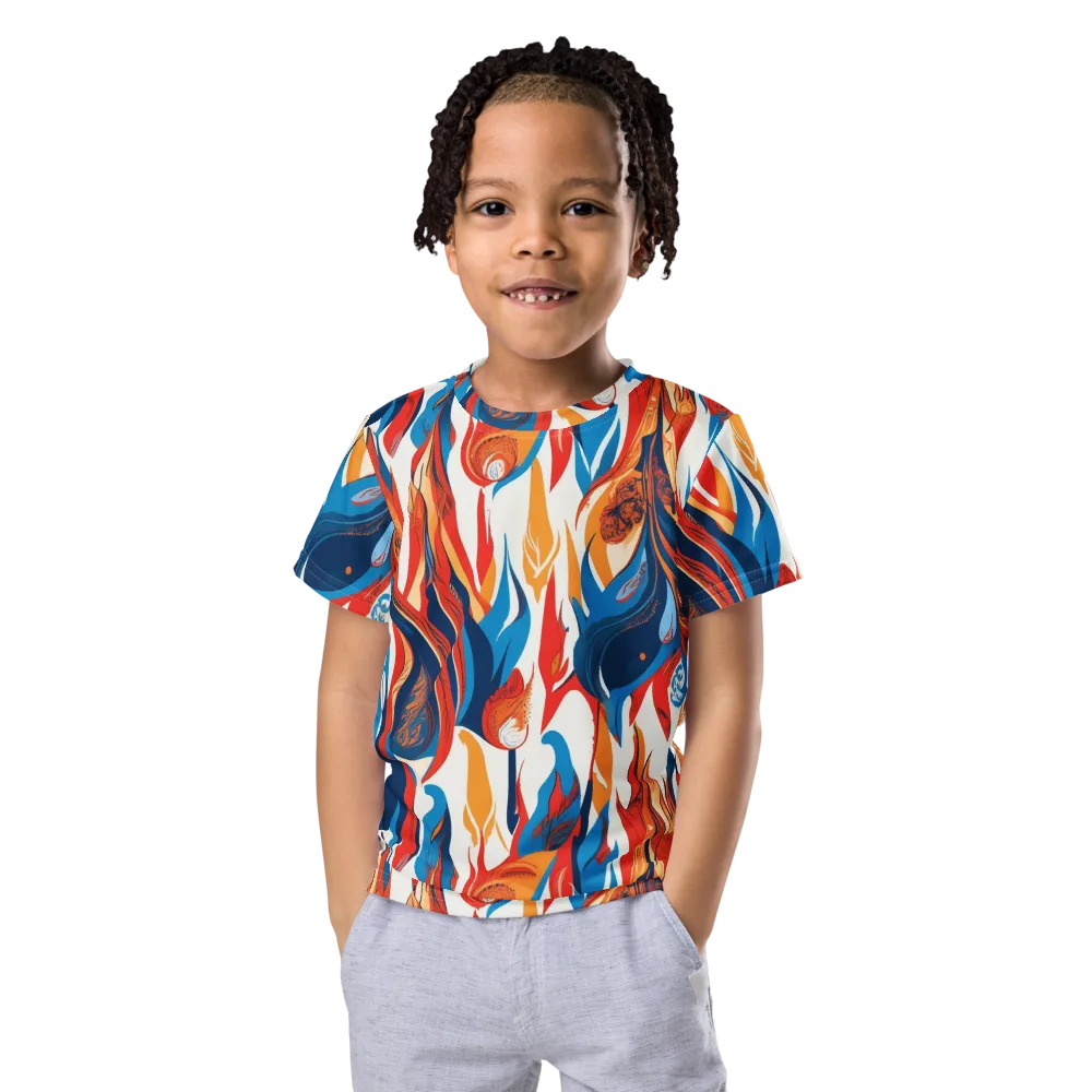 Cobalt Kindling on Kids Crew Neck T-Shirt — Front