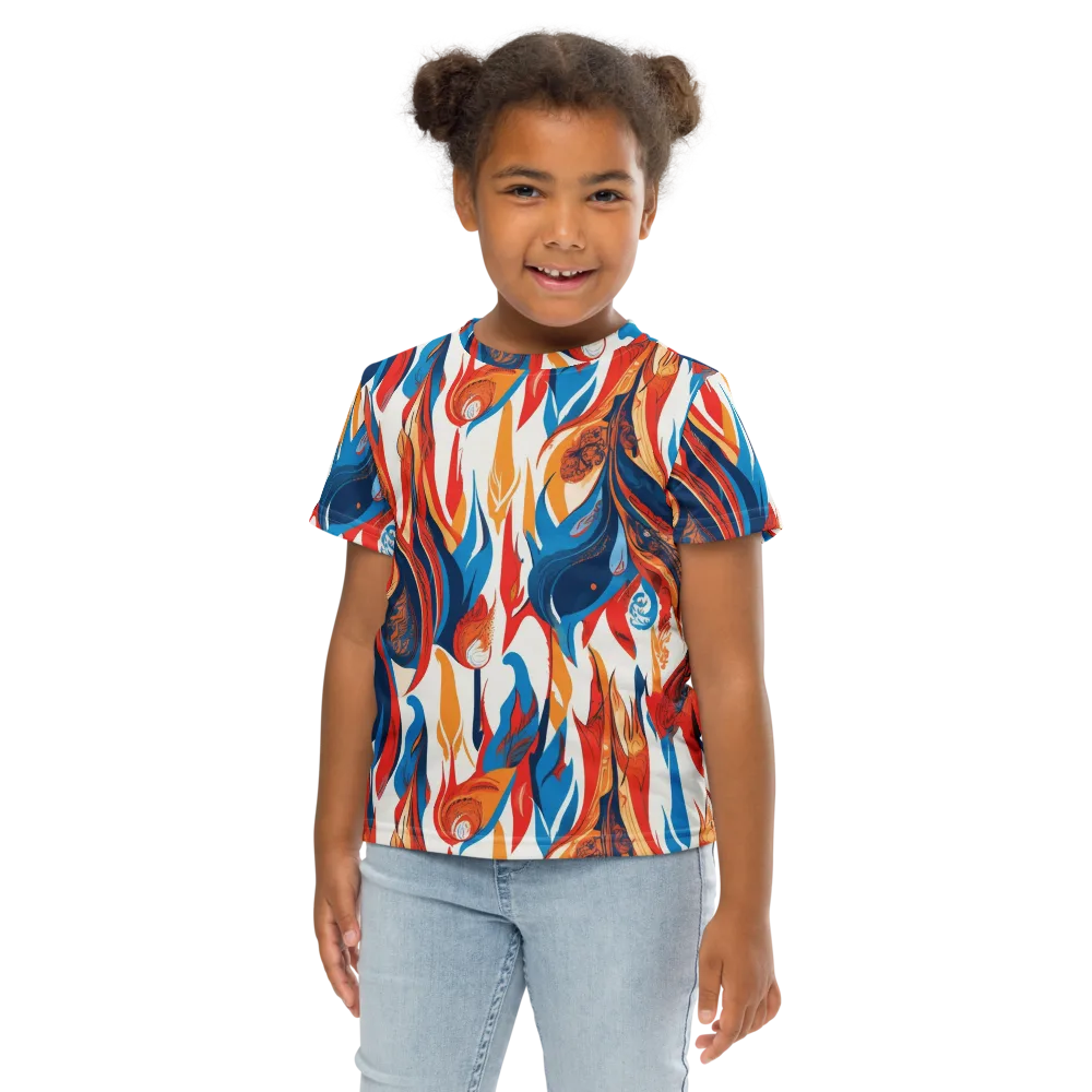 Cobalt Kindling on Kids Crew Neck T-Shirt — Front