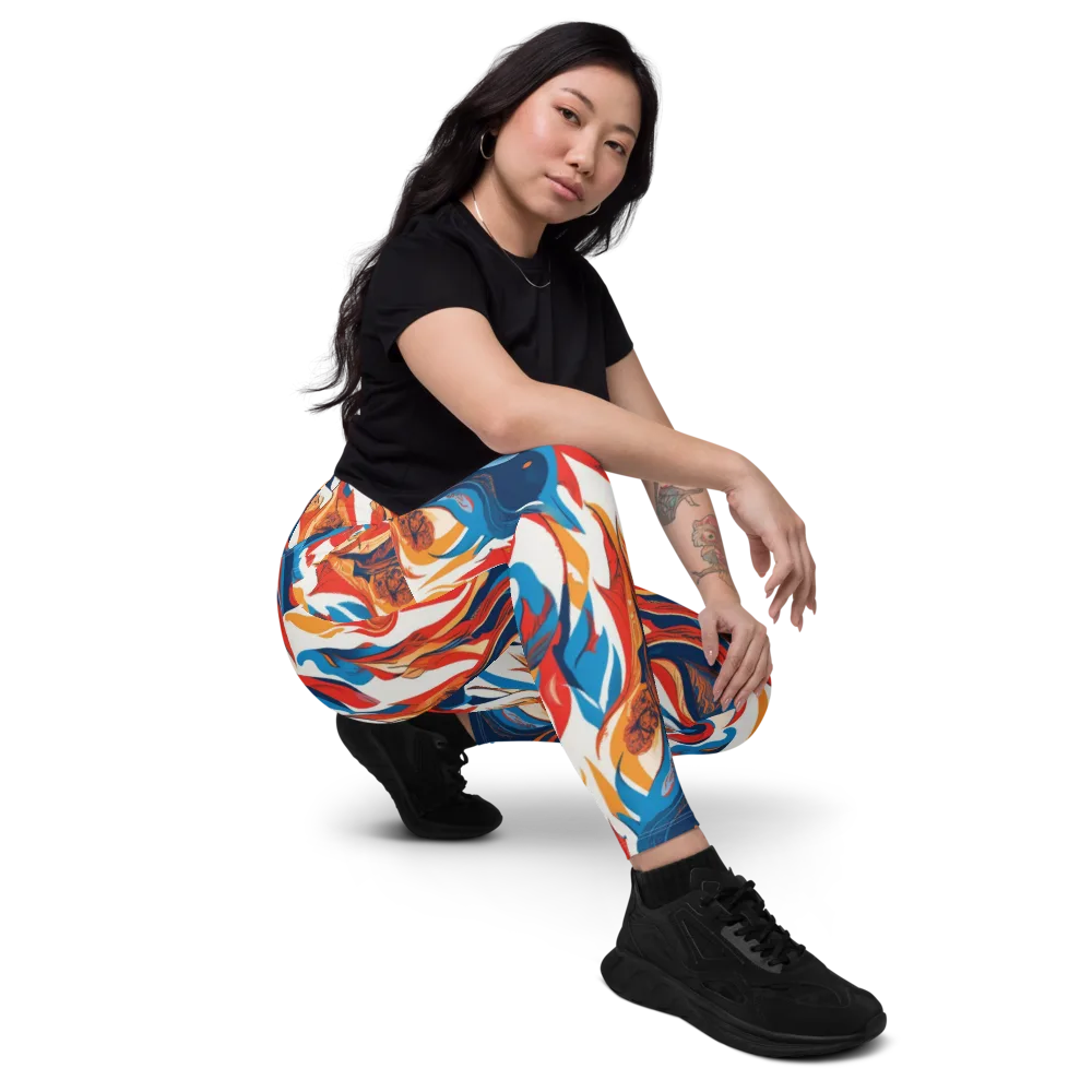 Cobalt Kindling on Leggings with Pockets — Right Front