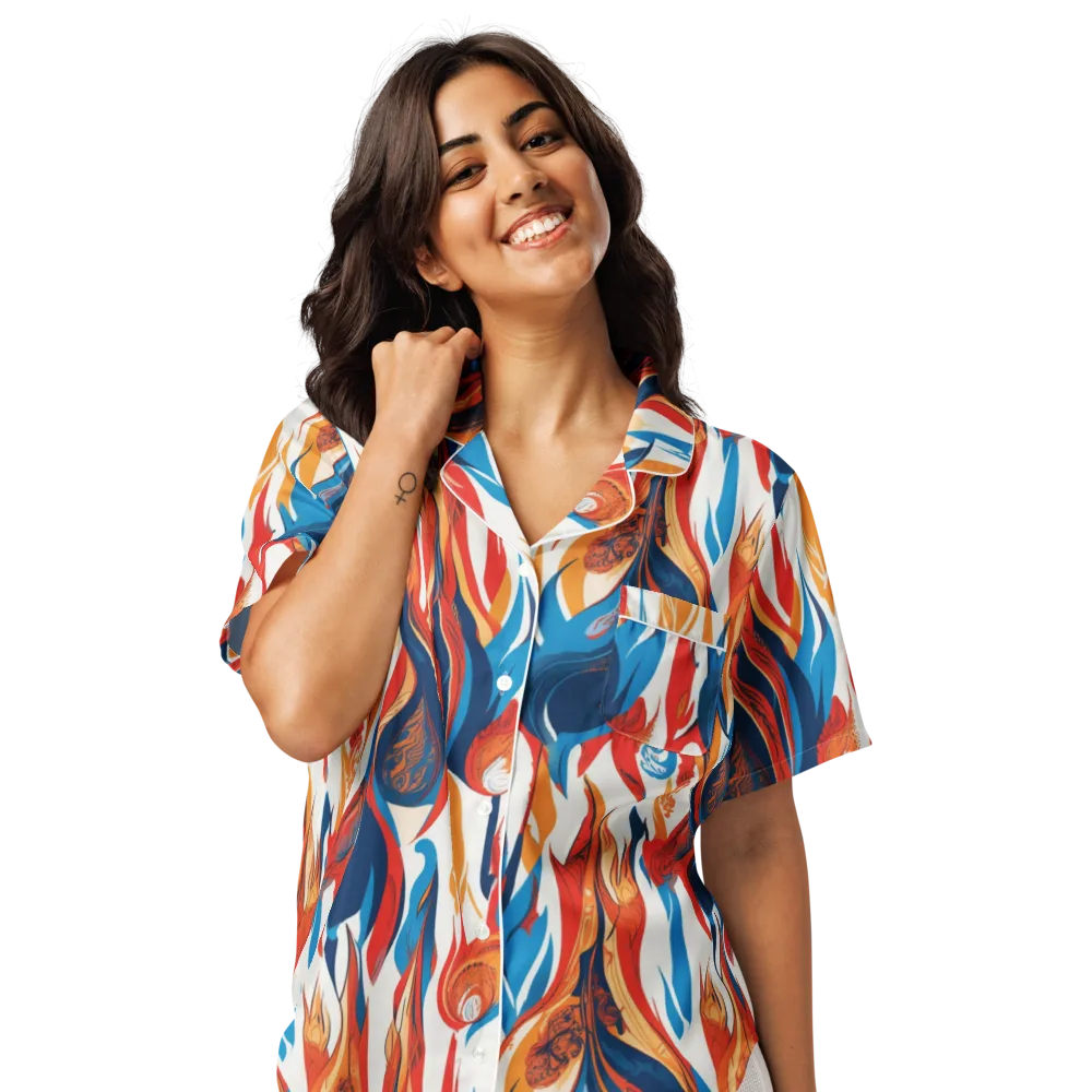 Cobalt Kindling on Women's Short Sleeve Pajama Top — Front