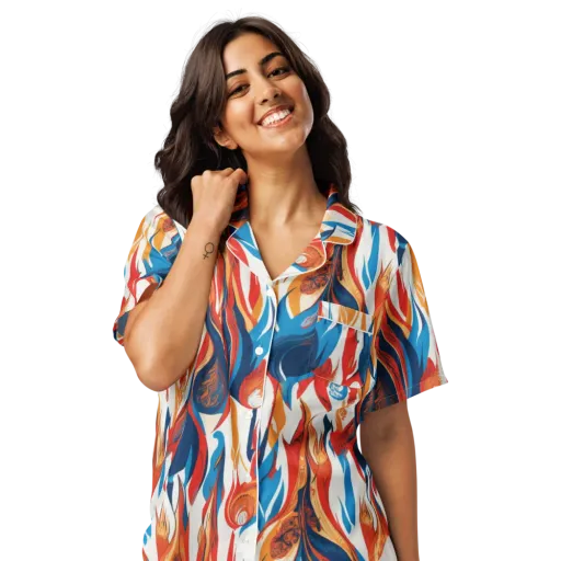 Cobalt Kindling on a Women's Short Sleeve Pajama Top