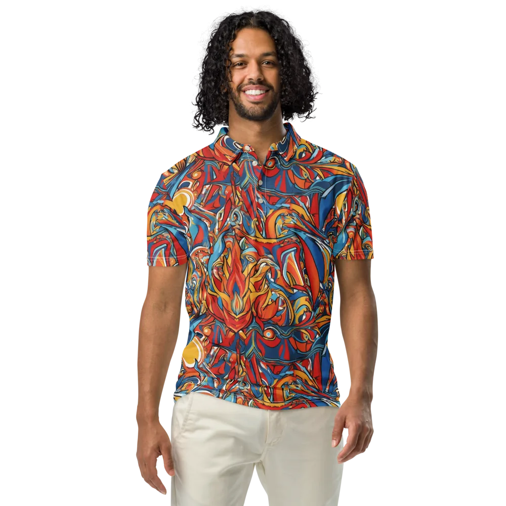 Flamework on Men's Slim Fit Polo Shirt — Front