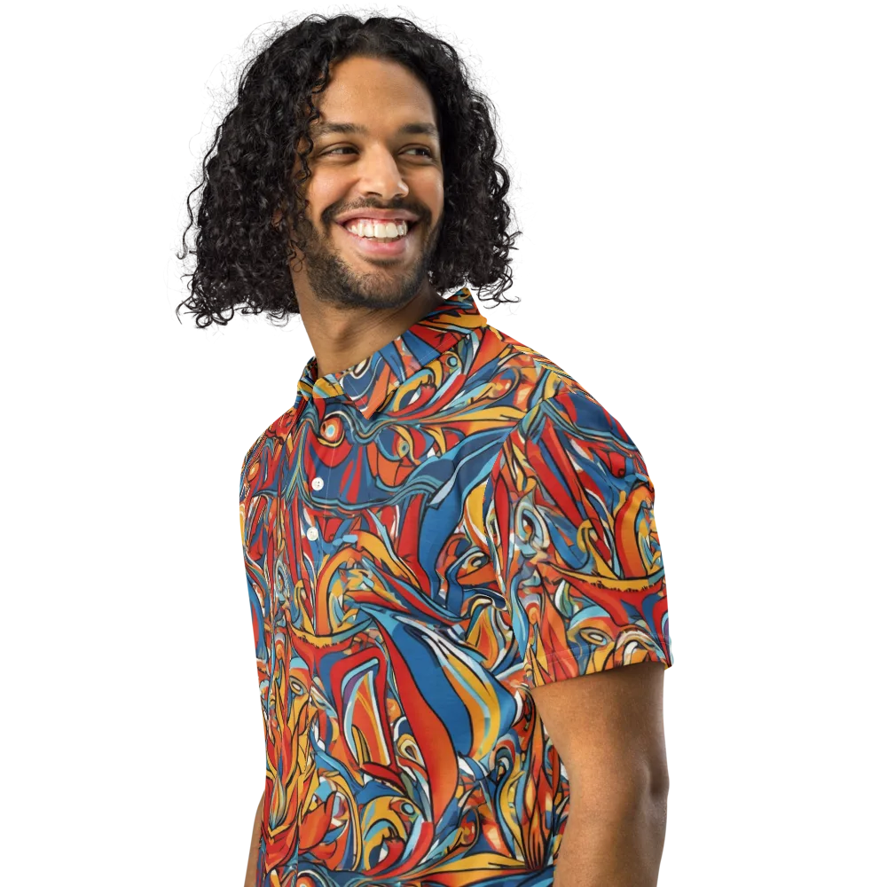 Flamework on Men's Slim Fit Polo Shirt — Left Front