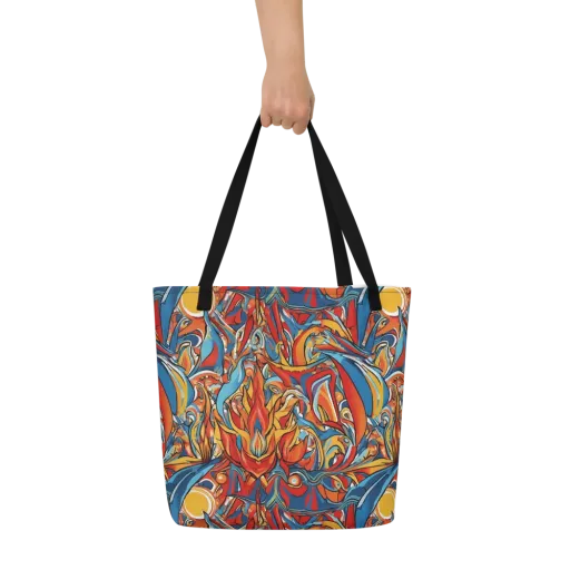 Flamework on a Large Tote Bag W/ Pocket